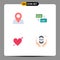 4 Flat Icon concept for Websites Mobile and Apps map, money, exchange, euro, arrow