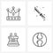 4 Interface Line Icon Set of modern symbols on achievement, fast, success, war, restaurant