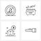 4 Interface Line Icon Set of modern symbols on alert, dollar, mute, movie, house