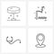 4 Interface Line Icon Set of modern symbols on building, swimmer, home, pool, water