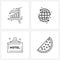 4 Interface Line Icon Set of modern symbols on graph; sign; chart; global; service