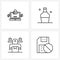 4 Interface Line Icon Set of modern symbols on laptop security, drone shipping, bottle, drone delivery, save