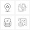 4 Interface Line Icon Set of modern symbols on location, data, socks, furniture, scale