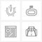 4 Interface Line Icon Set of modern symbols on magnetic, track, metallic, running, stop