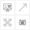 4 Interface Line Icon Set of modern symbols on online shopping; crypto currency; arrow; block; web