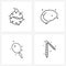 4 Interface Line Icon Set of modern symbols on stopwatch; racket; sports; brain; games