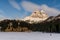 4 january 2019 Misurina, Italy landscape of the iced Misurina lake.