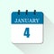 4 january flat daily calendar icon. Vector calendar template for the days of january.