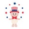 4 july cartoon cute pig in hat with stars