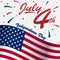 4 July usa happy independence day for social media profile or display picture with big american flag and 3D ribbon