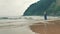4 k beautifull young girl, mother walking and taking time with her cute little baby, among the Cantabrian coast, in the