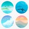 4 Landscape vector illustrations in low poly geometric style