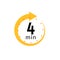 4 minutes clock quick number icon. 4min time circle icon