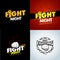 4 Modern professional fighting poster templates logo design with fist. Isolated vector illustrations.