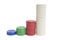 4 stacks lots of casino chips with clipping path