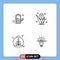 4 Thematic Vector Filledline Flat Colors and Editable Symbols of battery, plant, egg, easter, bulb