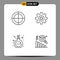 4 Thematic Vector Filledline Flat Colors and Editable Symbols of bulls eye, green chemistry, target, motivation, graph