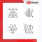 4 Thematic Vector Filledline Flat Colors and Editable Symbols of connect, security, team, alarm, easter