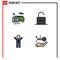 4 Thematic Vector Filledline Flat Colors and Editable Symbols of farming  business  lock  security  winner