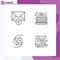 4 Thematic Vector Filledline Flat Colors and Editable Symbols of mail, data, cake, party, money