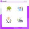 4 Thematic Vector Flat Icons and Editable Symbols of apple, head, tree, house, opinion