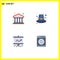 4 Thematic Vector Flat Icons and Editable Symbols of bank, graph, building, holiday, projector