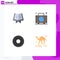 4 Thematic Vector Flat Icons and Editable Symbols of book, interface, bag, international, user