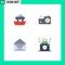 4 Thematic Vector Flat Icons and Editable Symbols of car, message, transport, image, open