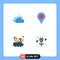 4 Thematic Vector Flat Icons and Editable Symbols of cloud, satellite, weather, marker, signal