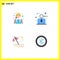 4 Thematic Vector Flat Icons and Editable Symbols of construction worker, protection, worker, modern, umbrella
