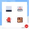4 Thematic Vector Flat Icons and Editable Symbols of grid, kitchen, internet, cooking, love