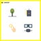 4 Thematic Vector Flat Icons and Editable Symbols of nature, gestures, film, theatre, glasses