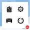 4 Thematic Vector Solid Glyphs and Editable Symbols of birthday, display, party, flower, screencinema