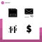 4 Thematic Vector Solid Glyphs and Editable Symbols of card, bamboo, gadget, forward, chinese