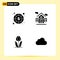 4 Thematic Vector Solid Glyphs and Editable Symbols of coin, floral, money, real estate, nature