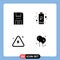 4 Thematic Vector Solid Glyphs and Editable Symbols of devices, danger, floppy, charging, highly
