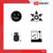 4 Thematic Vector Solid Glyphs and Editable Symbols of emojis, food, school, leadership, pineapple