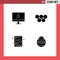 4 Thematic Vector Solid Glyphs and Editable Symbols of monitor, chemistry, ancient, olympic games, experiment