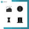 4 Thematic Vector Solid Glyphs and Editable Symbols of night, loading, computing, power, commerce