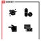 4 Thematic Vector Solid Glyphs and Editable Symbols of physics, hand, space, space, card
