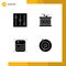 4 Thematic Vector Solid Glyphs and Editable Symbols of tools, food, irish, beef, solar