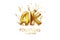4 thousand. Thank you, followers. 3D vector illustration for blog or post design. 4K gold sign made of foil gold balls with