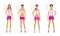 4 types of figures of women. Women in sportswear are standing. Realistic illustration