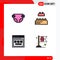 4 Universal Filledline Flat Color Signs Symbols of baby, website, bricks, internet, flag