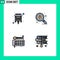 4 Universal Filledline Flat Color Signs Symbols of cable, drawing, hdmi, zoom, paint palette