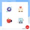 4 Universal Flat Icon Signs Symbols of productivity, food, care, heart, meter