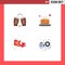 4 Universal Flat Icons Set for Web and Mobile Applications beer, map, glass, strawberry, projector