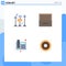 4 Universal Flat Icons Set for Web and Mobile Applications drum, device, archive, call, donut