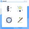 4 Universal Flat Icons Set for Web and Mobile Applications factory, shutter, scanner, money, baseball