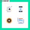 4 Universal Flat Icons Set for Web and Mobile Applications file, dessert, color, connection, food